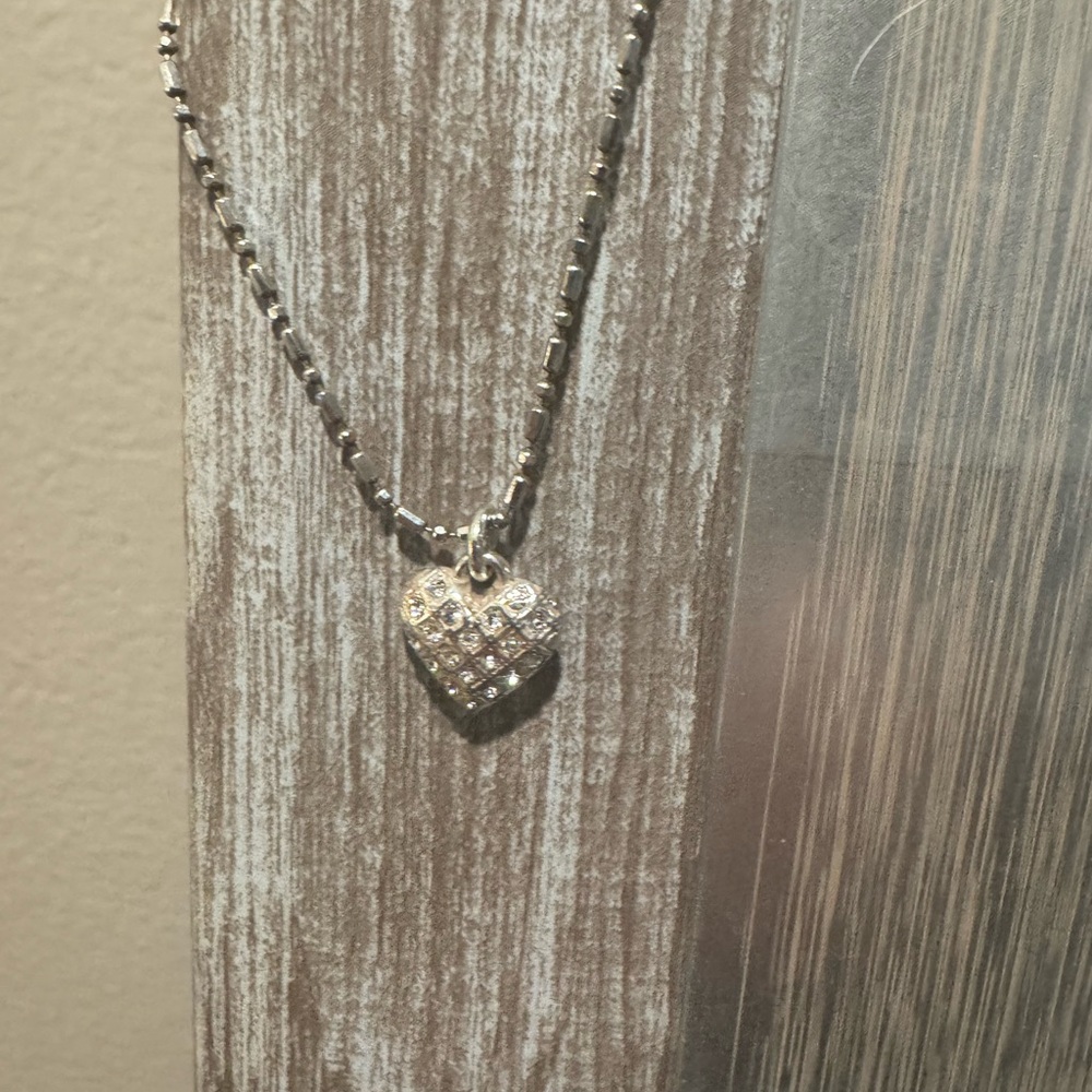 Brighton Silver Heart Pendant Necklace with Dainty Beaded Chain